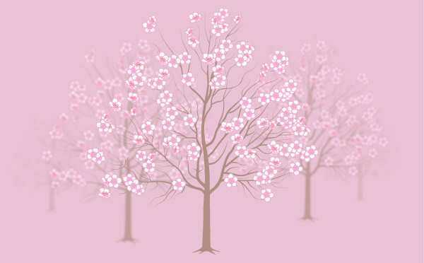 Trees with many blossoms
